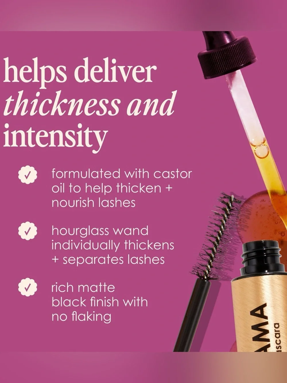 Grande Coesmetics GrandeDRAMA Black Intense Thickening Mascara Castor Oil NEW